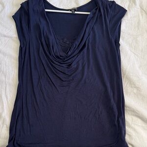 Express Navy Women's Blouse with Lace Detail - M